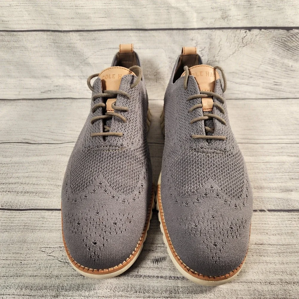 Cole Haan Zerogrand Mens 10.5 M Stitchlite Wingtip Oxford Grey Knit Shoes C24944